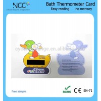 PVC baby bath thermometer card with Liquid Crystal display hot water thermometer card