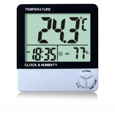 digital wall clock with battery LCD display thermometer hygrometer